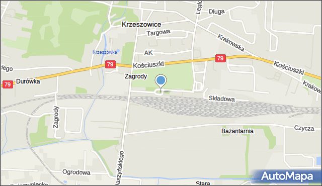Krzeszowice, Kolejowa, mapa Krzeszowice