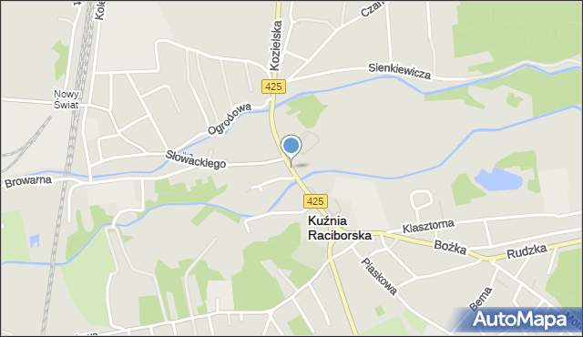 Kuźnia Raciborska, Kościelna, mapa Kuźnia Raciborska