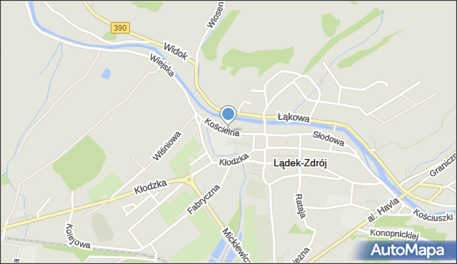 Lądek-Zdrój, Kościelna, mapa Lądek-Zdrój