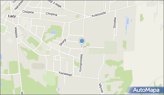 Łazy powiat zawierciański, Konopnickiej Marii, mapa Łazy powiat zawierciański