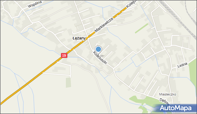 Łężany gmina Miejsce Piastowe, Kościuszki Tadeusza, gen., mapa Łężany gmina Miejsce Piastowe
