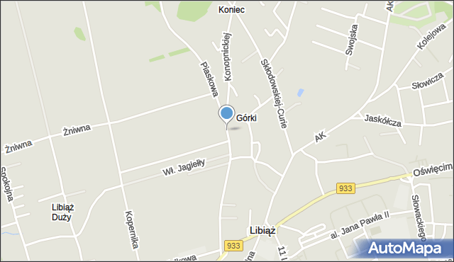 Libiąż, Konopnickiej Marii, mapa Libiąż