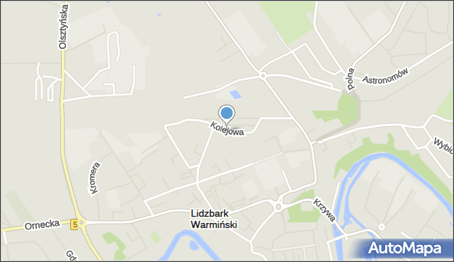 Lidzbark Warmiński, Kolejowa, mapa Lidzbark Warmiński