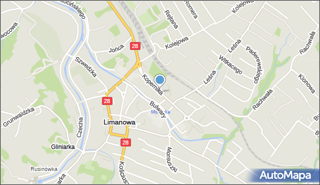 Limanowa, Kopernika Mikołaja, mapa Limanowa