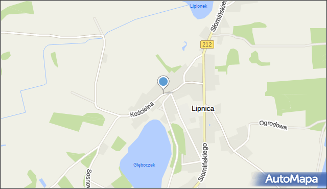 Lipnica powiat bytowski, Kościelna, mapa Lipnica powiat bytowski