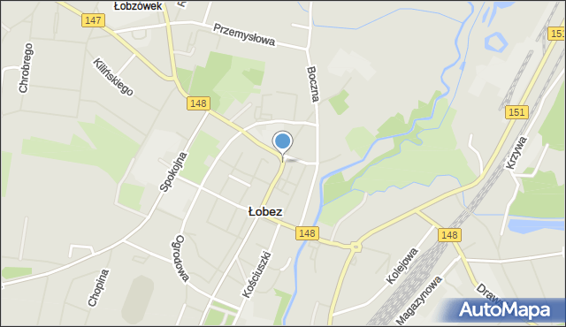 Łobez, Kościelna, mapa Łobez