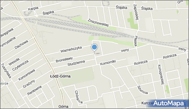 Łódź, Kominowa, mapa Łodzi