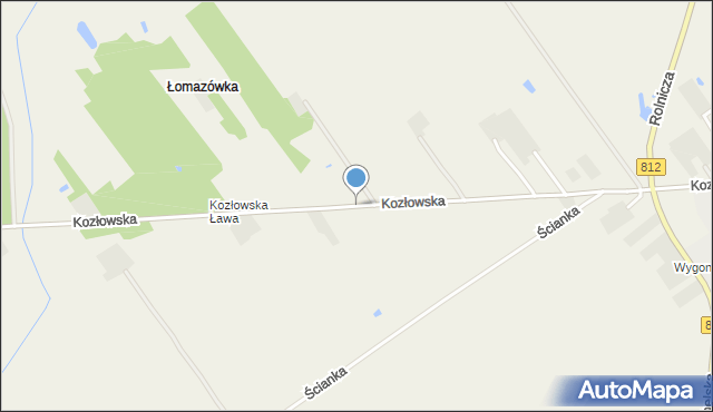 Łomazy, Kozłowska, mapa Łomazy