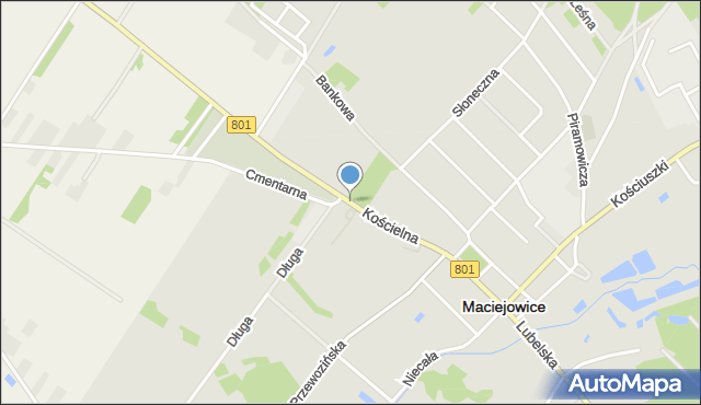 Maciejowice powiat garwoliński, Kościelna, mapa Maciejowice powiat garwoliński