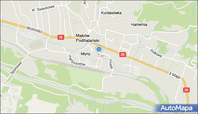 Maków Podhalański, Kolejowa, mapa Maków Podhalański