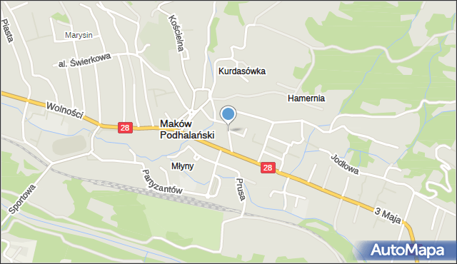 Maków Podhalański, Kopernika Mikołaja, mapa Maków Podhalański