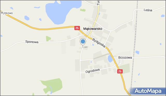 Mąkowarsko, Kościelna, mapa Mąkowarsko