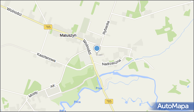 Maluszyn gmina Żytno, Kościelna, mapa Maluszyn gmina Żytno