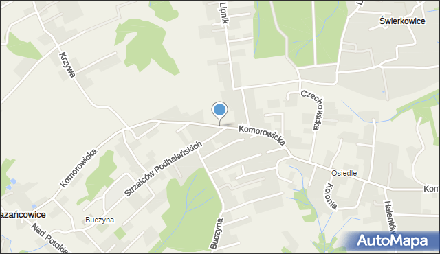 Mazańcowice, Komorowicka, mapa Mazańcowice