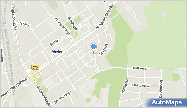 Mielec, Kołłątaja Hugo, mapa Mielca