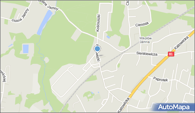 Mikołów, Kościuszki Tadeusza, gen., mapa Mikołów