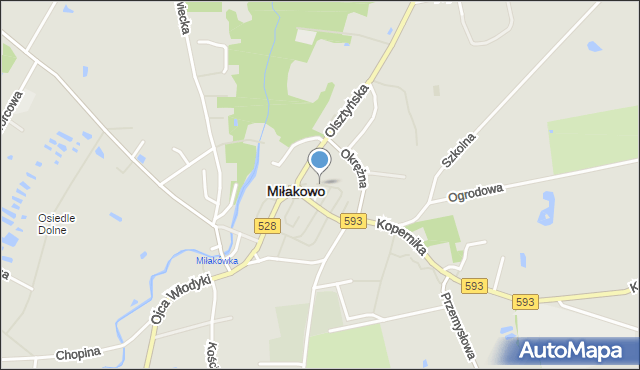 Miłakowo, Kościelna, mapa Miłakowo