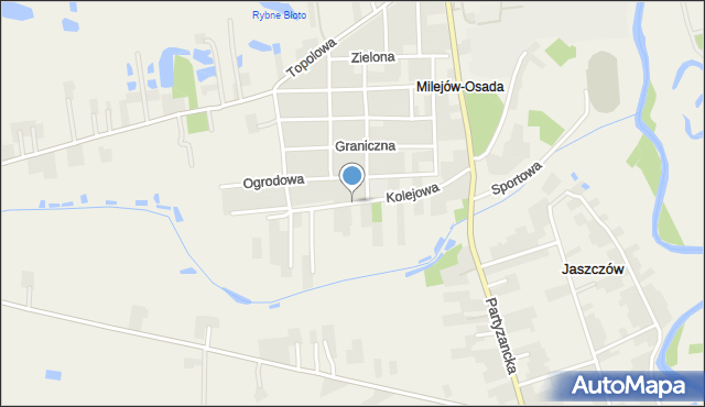 Milejów-Osada, Kolejowa, mapa Milejów-Osada