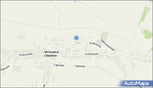 Minkowice Oławskie, Kościelna, mapa Minkowice Oławskie