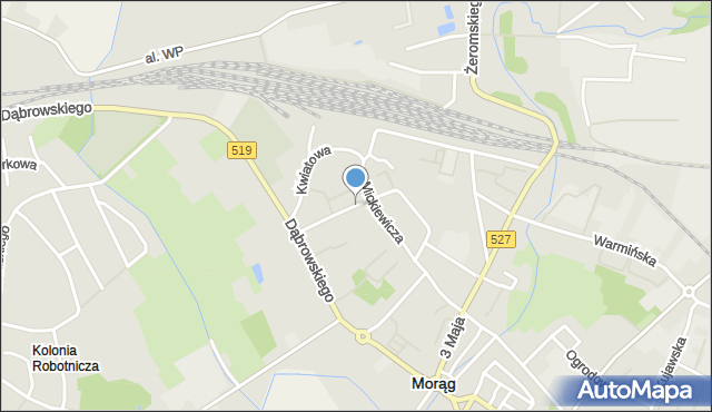 Morąg, Kościuszki Tadeusza, gen., mapa Morąg