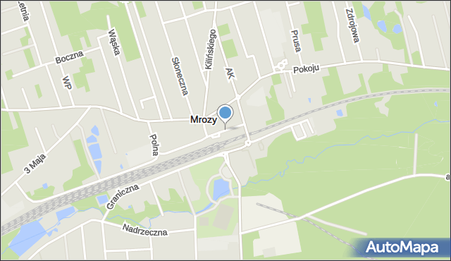 Mrozy powiat miński, Kolejowa, mapa Mrozy powiat miński