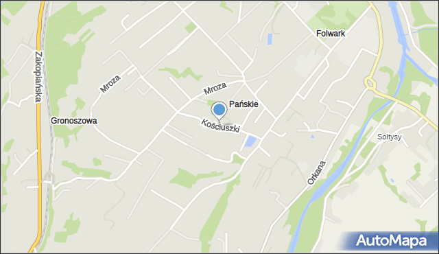Mszana Dolna, Kościuszki Tadeusza, gen., mapa Mszana Dolna