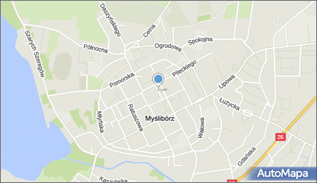 Myślibórz, Kolegiacka, mapa Myślibórz