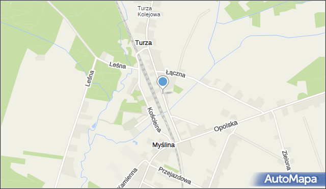 Myślina, Kolejowa, mapa Myślina