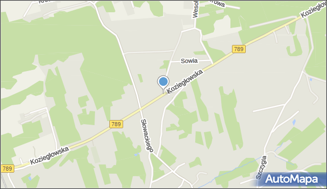 Myszków, Koziegłowska, mapa Myszków