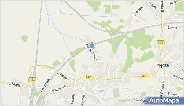 Nędza powiat raciborski, Konarskiego, mapa Nędza powiat raciborski
