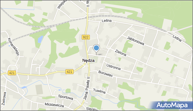 Nędza powiat raciborski, Kościelna, mapa Nędza powiat raciborski