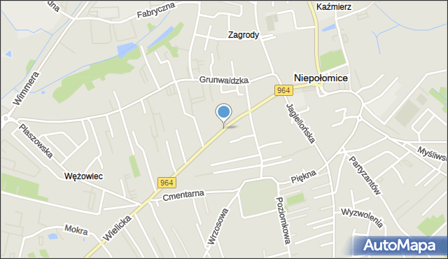 Niepołomice, Kościuszki Tadeusza, gen., mapa Niepołomice