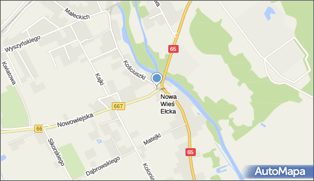 Nowa Wieś Ełcka, Kościuszki Tadeusza, gen., mapa Nowa Wieś Ełcka