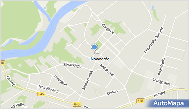 Nowogród powiat łomżyński, Kościelna, mapa Nowogród powiat łomżyński