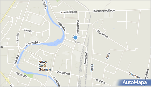 Nowy Dwór Gdański, Kościuszki Tadeusza, gen., mapa Nowy Dwór Gdański