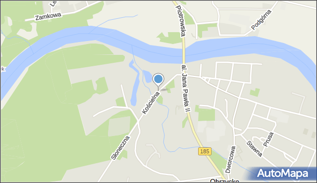 Obrzycko, Kościelna, mapa Obrzycko