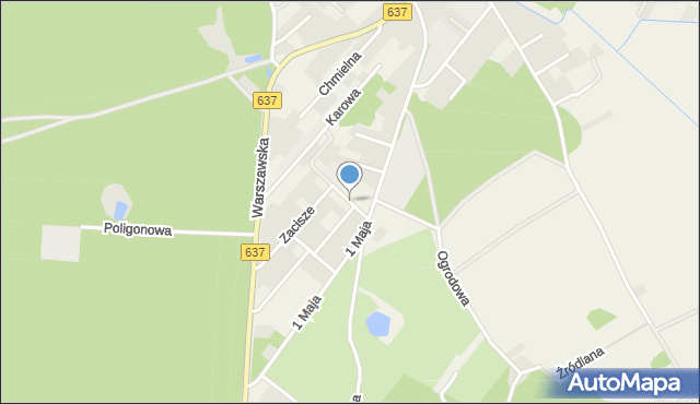 Okuniew, Kozacka, mapa Okuniew