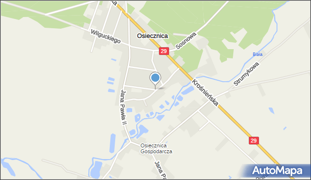 Osiecznica gmina Krosno Odrzańskie, Konopnickiej Marii, mapa Osiecznica gmina Krosno Odrzańskie