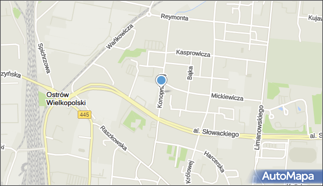 Ostrów Wielkopolski, Konopnickiej Marii, mapa Ostrów Wielkopolski