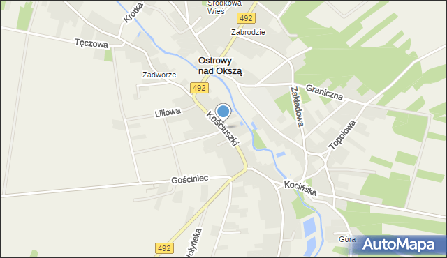 Ostrowy nad Okszą, Kościuszki Tadeusza, gen., mapa Ostrowy nad Okszą