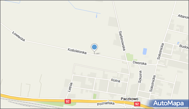 Paczkowo gmina Swarzędz, Kościelonka, mapa Paczkowo gmina Swarzędz