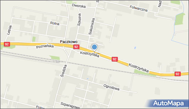 Paczkowo gmina Swarzędz, Kostrzyńska, mapa Paczkowo gmina Swarzędz