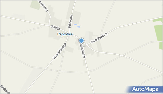 Paprotnia powiat siedlecki, Kościuszki Tadeusza, gen., mapa Paprotnia powiat siedlecki