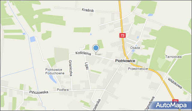 Piotrkowice gmina Chmielnik, Kościelna, mapa Piotrkowice gmina Chmielnik