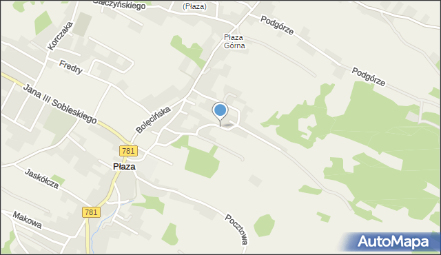 Płaza, Kościuszkowców, mapa Płaza