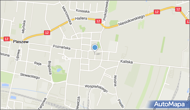 Pleszew, Kościelna, mapa Pleszew