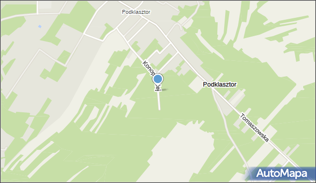 Podklasztor gmina Krasnobród, Konopnickiej Marii, mapa Podklasztor gmina Krasnobród