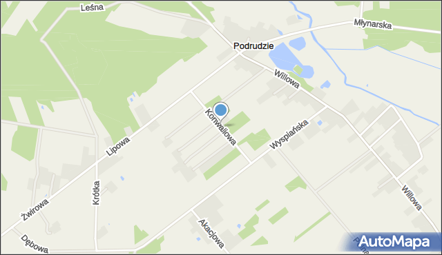 Podrudzie, Konwaliowa, mapa Podrudzie