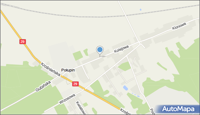 Połupin, Kolejowa, mapa Połupin