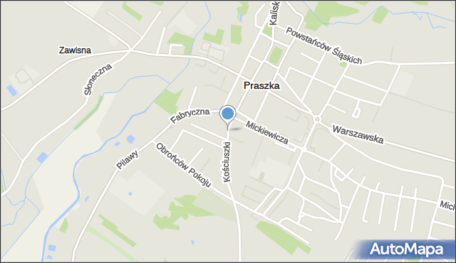 Praszka, Kościuszki Tadeusza, gen., mapa Praszka